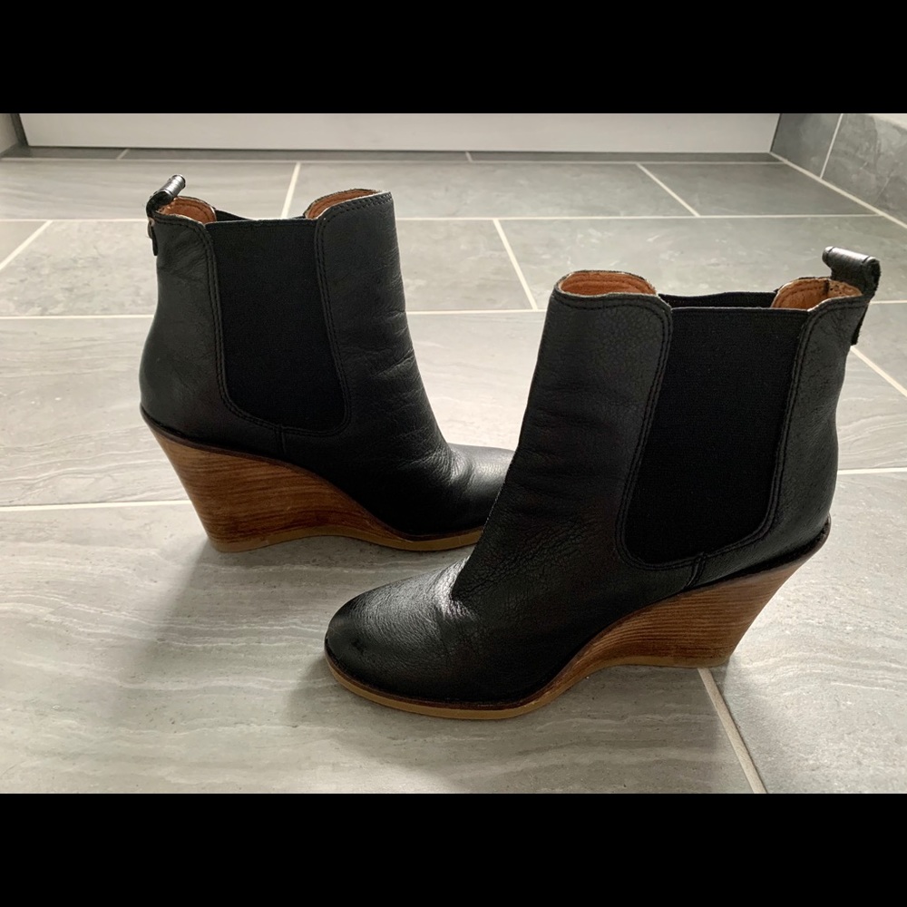 Lucky Brand Black Leather Wedge Boot